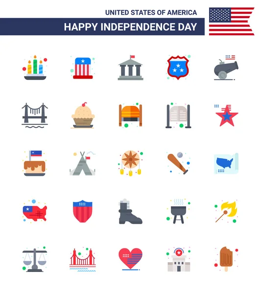 Kreative Usa Symbole Moderne Unabhängigkeitszeichen Und Juli Symbole Der Haubitze — Stockvektor
