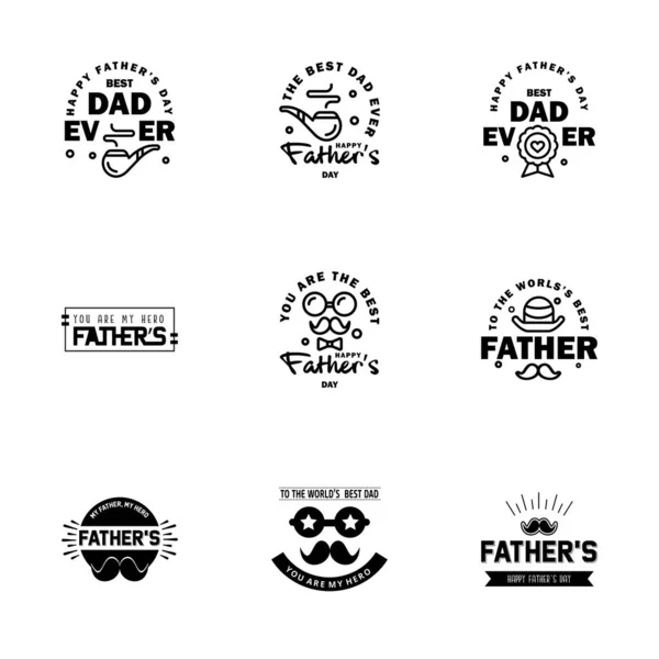 Happy Fathers Day Wenskaart Zwarte Kalligrafie Vector Illustratie Bewerkbare Vectorontwerpelementen — Stockvector