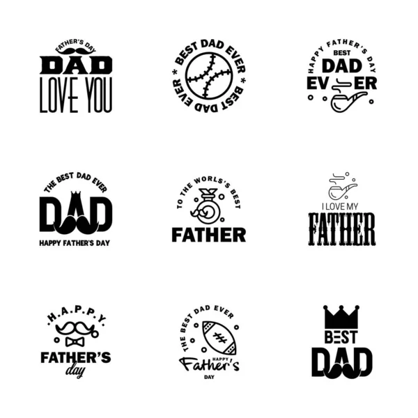 Happy Fathers Day Vector Hand Lettering Black Calligraphy Illustration Greeting — Stock Vector