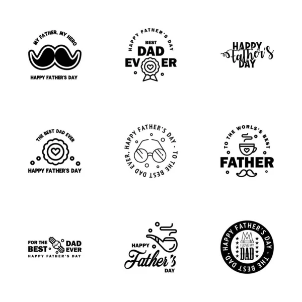 Happy Fathers Day Black Vintage Retro Type Font Ilustrador Eps10 — Vetor de Stock