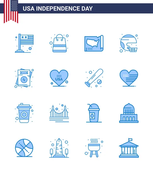 Editable Vector Line Pack Usa Day Simple Blues United Sport — Image vectorielle
