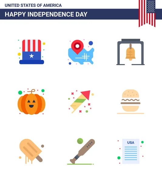 Happy Independence Day Juli Set Von Wohnungen American Piktograph Des — Stockvektor