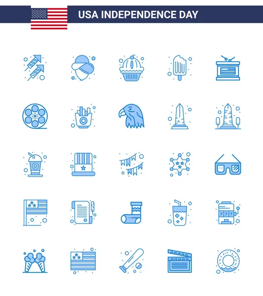 Big Pack Usa Happy Independence Day Usa Vector Blues Och — Stock vektor
