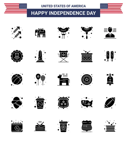 Creative Usa Icons Modern Independence Signs 4Th July Symbols Landmark — Stock Vector