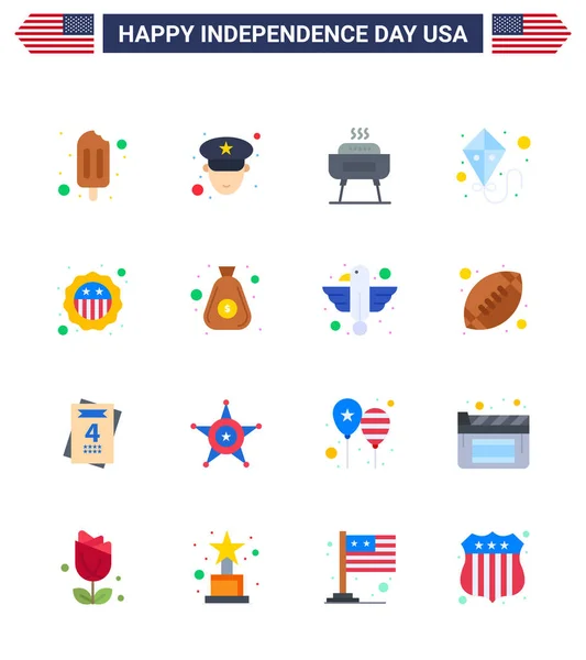 Stock Vector Icon Pack American Day Line Jelek Szimbólumok Dollár — Stock Vector