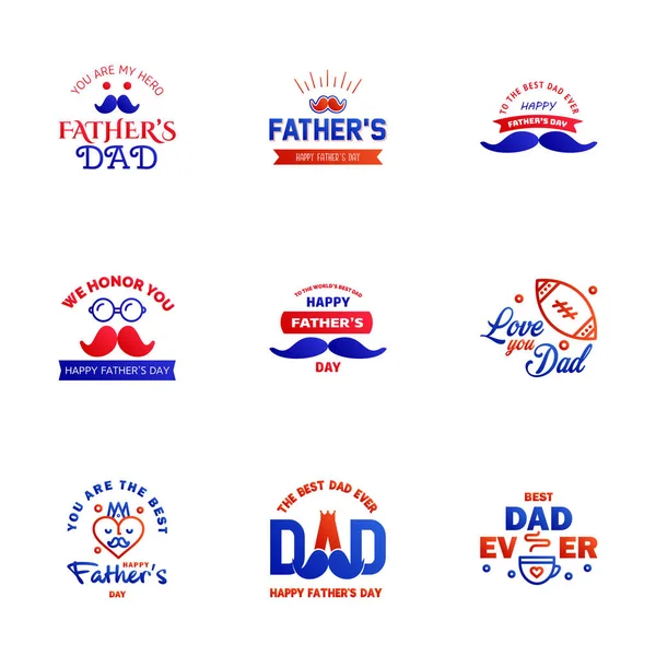 Happy Fathers Day Blue Red Typography Fathers Day Background Design — Stock Vector