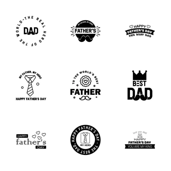 Happy Fathers Day Black Vintage Retro Type Font Ilustrador Eps10 — Vetor de Stock