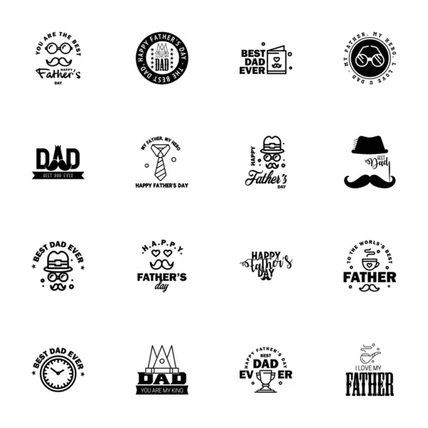 Happy Fathers Day Black Vintage Retro Type Font Ilustrador Eps10 — Vetor de Stock