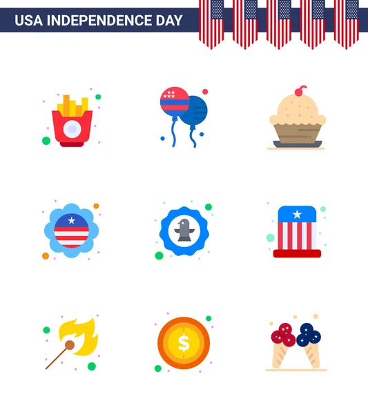 Flat Pack Usa Independence Day Symbols American Διεθνής Σημαία Κέικ — Διανυσματικό Αρχείο