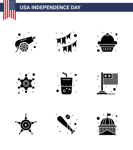 Creative Usa Icons Modern Independence Signs 4Th July Symbols Drink — Stock Vector