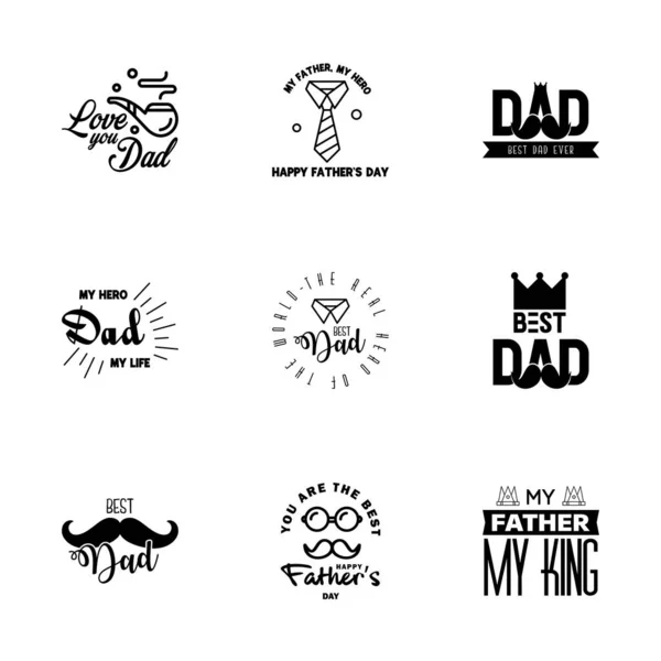 아버지들의 Black Typography Fathers Day Background Design Fathers Day Greeting — 스톡 벡터