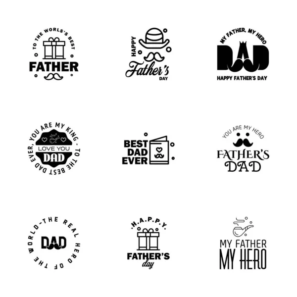 爱你的爸爸卡片为快乐父亲节设计字体收集9黑色设计 可编辑向量设计元素 — 图库矢量图片