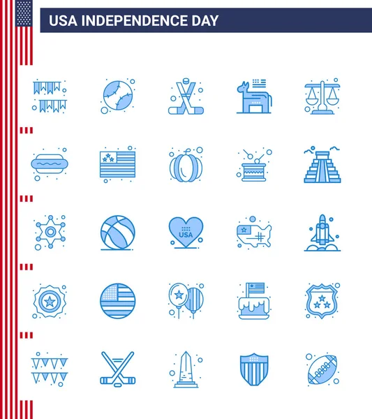 Set Von Usa Day Icons Amerikanische Symbole Unabhängigkeitstag Zeichen Für — Stockvektor