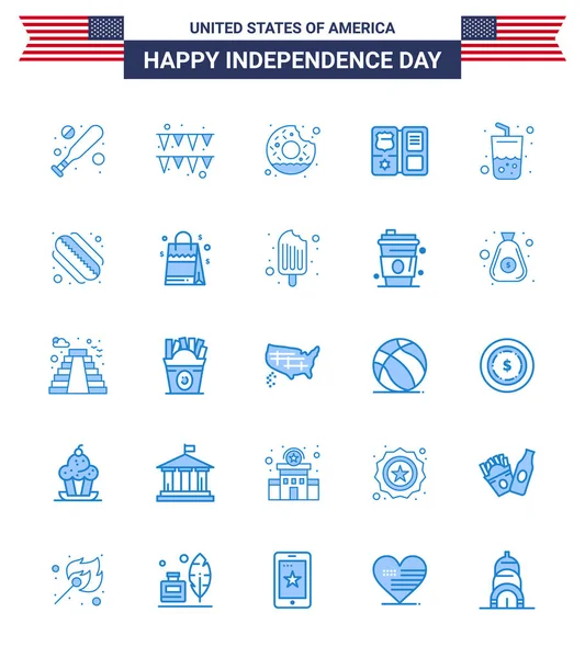 Set Vector Blues Juillet Usa Independence Day Tels Que Cola — Image vectorielle