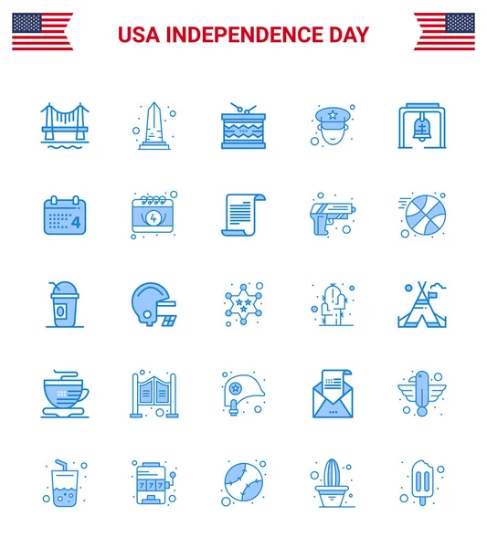 Happy Independence Day Blues Icon Pack Für Web Und Print — Stockvektor