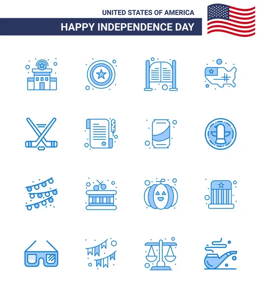 Set Modern Blues Pack Usa Independence Day Ice Sport Usa — Stock Vector