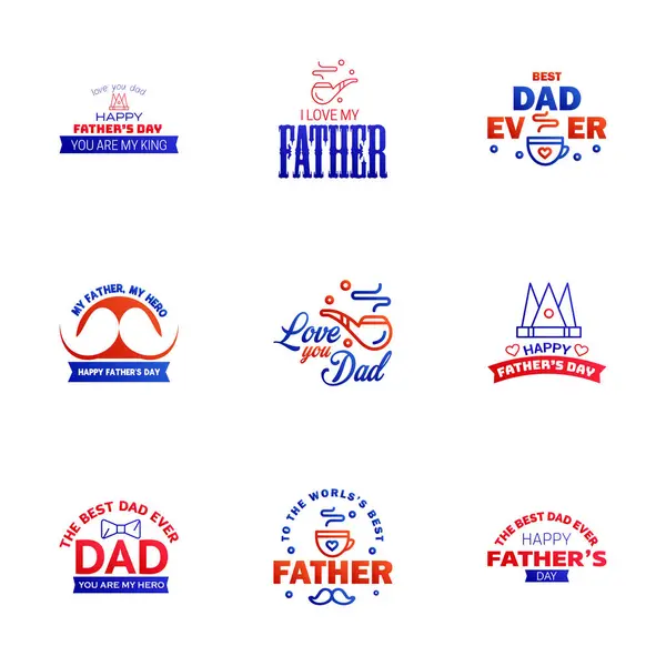Happy Fathers Day Appreciation Vector Text Banner Blauer Und Roter — Stockvektor