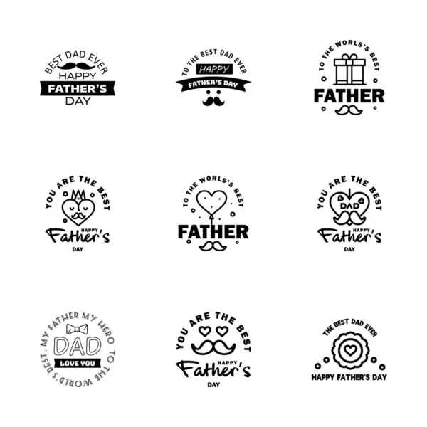Joyeux Jeu Cartes Voeux Fête Des Pères Noir Typographie Vectorielle — Image vectorielle