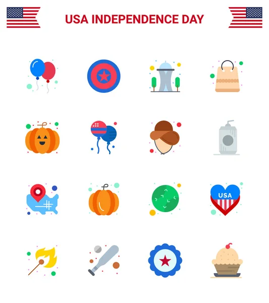 Usa Flat Pack Independence Day Zeichen Und Symbole Von Kürbis — Stockvektor