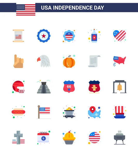 Big Pack Usa Happy Independence Day Usa Vector Flats Symboles — Image vectorielle