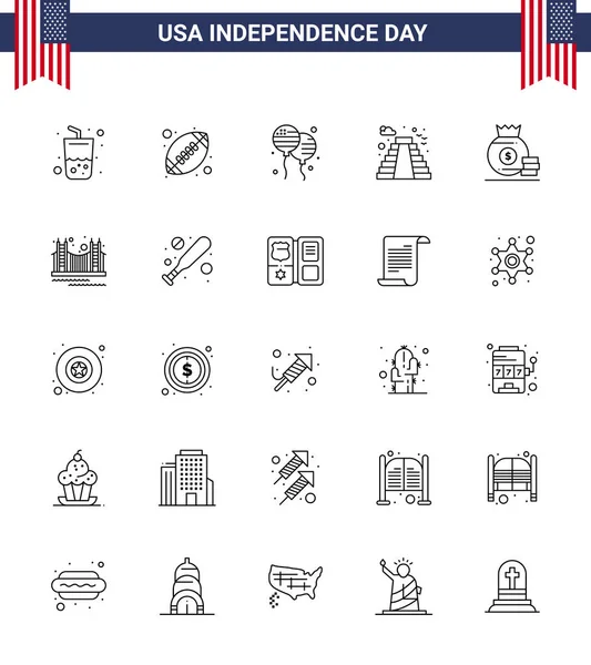 Stock Vector Icon Pack Von American Day Line Zeichen Und — Stockvektor