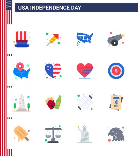 Stock Vector Icon Pack American Day Line Signs Symbols States — Stock Vector