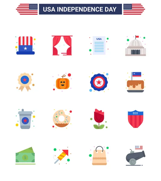 Set Von Usa Day Icons Amerikanische Symbole Unabhängigkeitstag Zeichen Für — Stockvektor