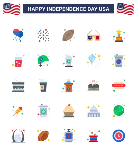 Happy Independence Day Usa Pack Creative Flats Award Usa Ball — 스톡 벡터