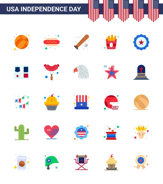 Набор Икон День Сша Иконы Американские Символы День Независимости Знаки — стоковый вектор