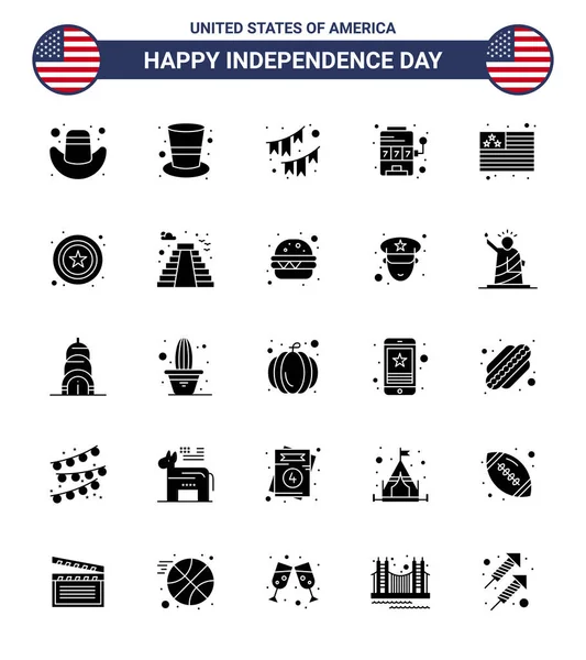 Creative Usa Icons Modern Independence Signs 4Th July Symbols Flag — 스톡 벡터