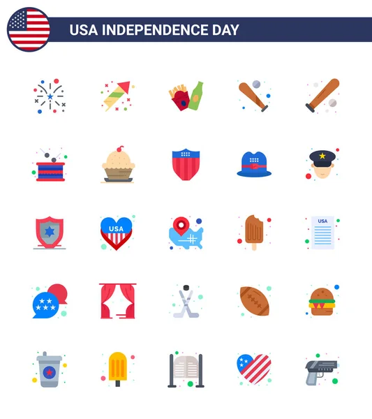 Happy Independence Day Pack Plats Signes Symboles Pour Tambour Etats — Image vectorielle