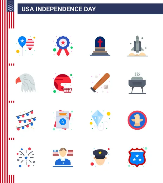 Happy Independence Day Usa Paquet Appartements Créatifs Des Etats Unis — Image vectorielle