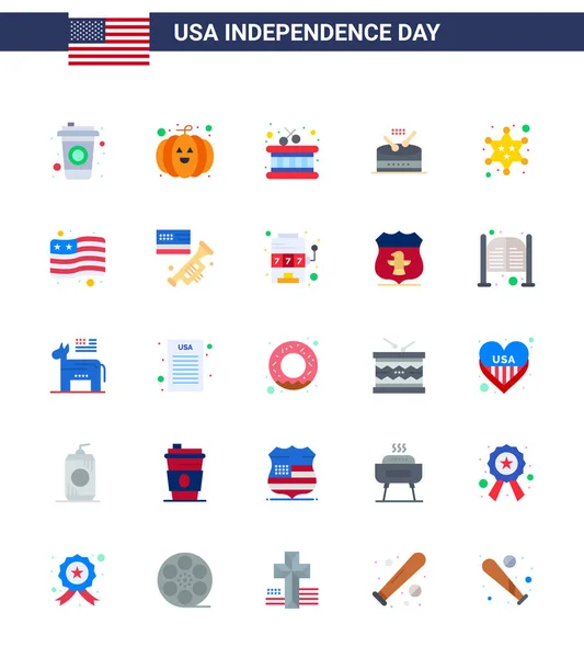 Stock Vector Icon Pack American Day Flache Zeichen Und Symbole — Stockvektor