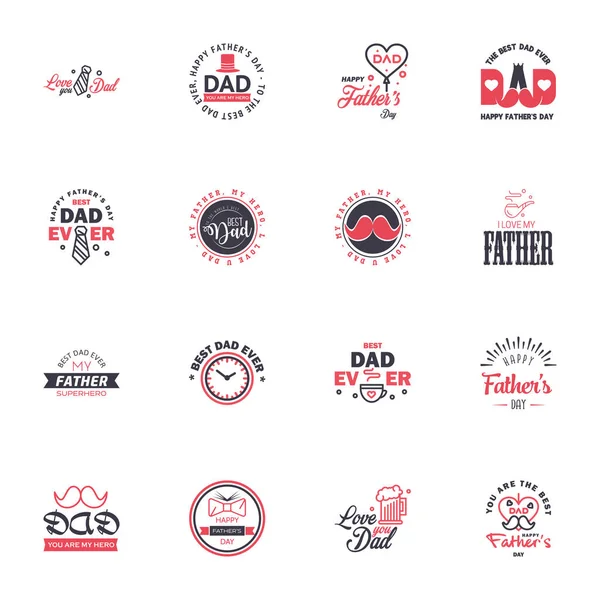 Love You Papa Card Design Happy Fathers Day Typografi Collection — Stock vektor