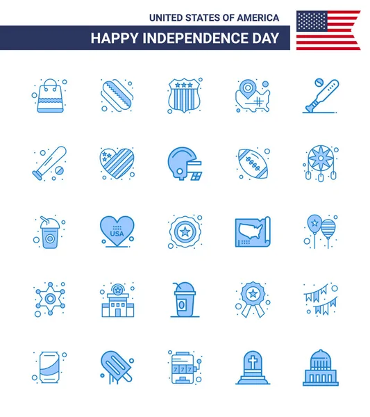 Usa Happy Independence Daypiktogramm Set Von Simple Blues Der Fledermaus — Stockvektor