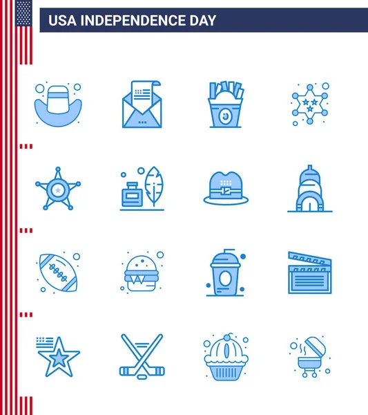 Big Pack Usa Happy Independence Day Usa Vector Blues Und — Stockvektor