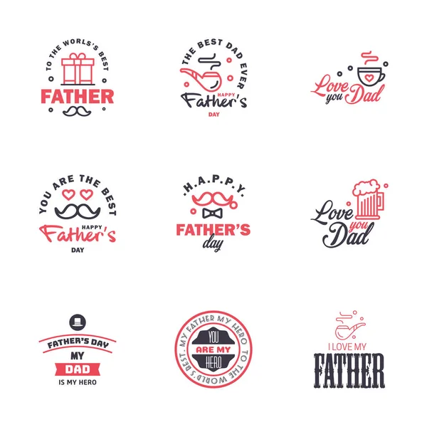 Happy Fathers Day Kartka Okolicznościowa Black Pink Typography Collection Ilustracja — Wektor stockowy