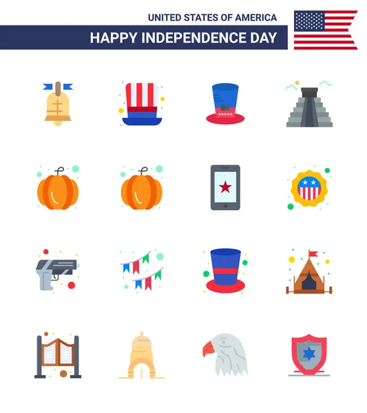 Juillet Usa Happy Independence Day Icône Symboles Groupe Appartements Modernes — Image vectorielle