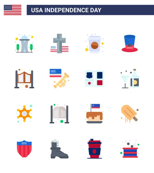 Flat Pack Usa Independence Day Symbols Saloon Door Cola Usa — Διανυσματικό Αρχείο