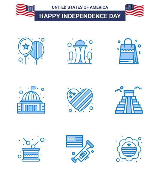 Ensemble Vector Blues Juillet Usa Independence Day Tels Que Américain — Image vectorielle