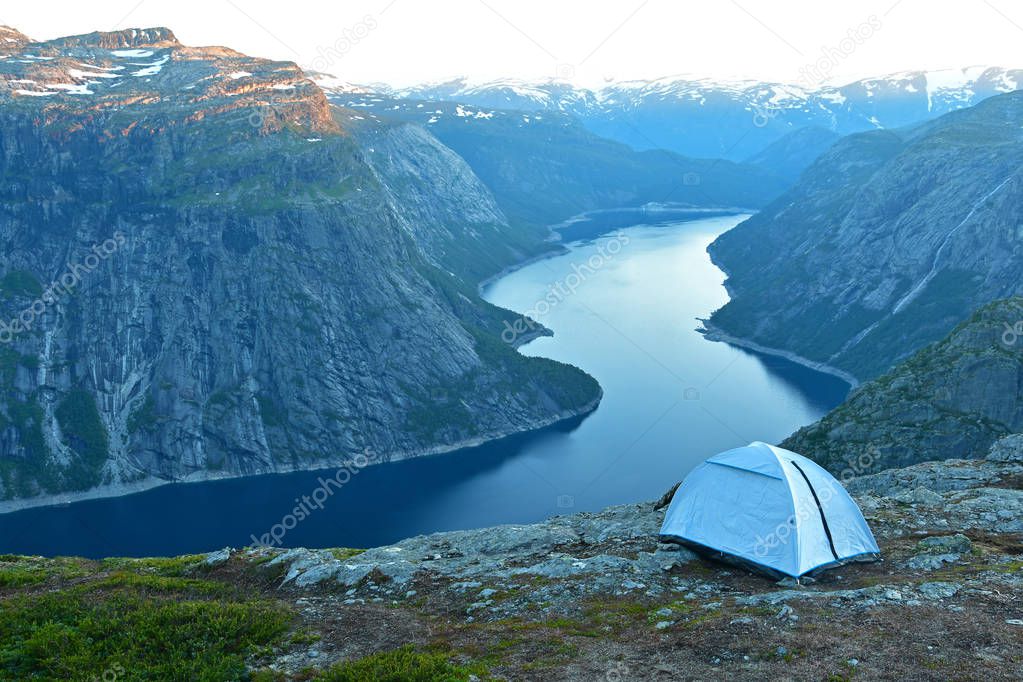 Camping on Trolltunga in Norway