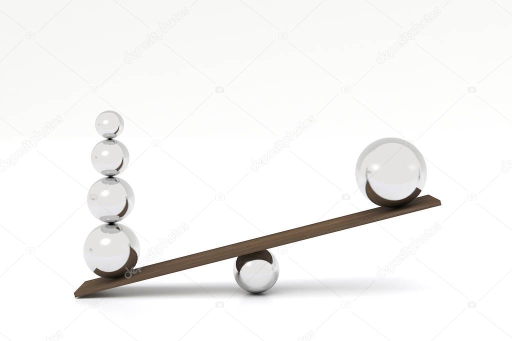 Balancing balls on wooden board