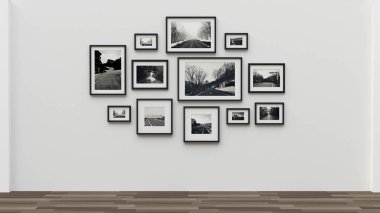 fotoğraf çerçevesi duvar resmi. Kavram köy yolunda (3d renderin