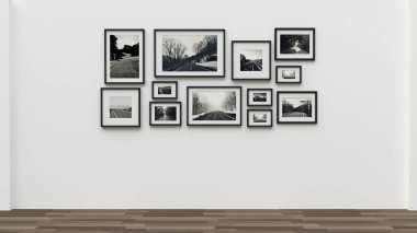 fotoğraf çerçevesi duvar resmi. Kavram köy yolunda (3d renderin