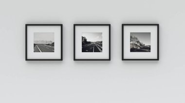 fotoğraf çerçevesi duvar resmi. Kavram köy yolunda (3d renderin