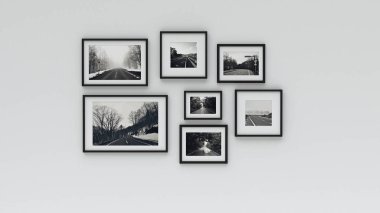 fotoğraf çerçevesi duvar resmi. Kavram köy yolunda (3d renderin