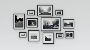 fotoğraf çerçevesi duvar resmi. Kavram köy yolunda (3d renderin