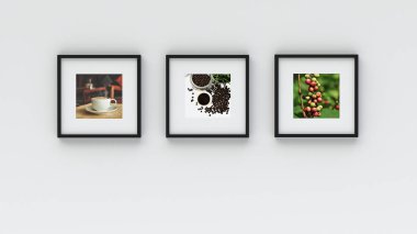 Duvar - kahve resim (3d render üzerinde fotoğraf çerçevesi)