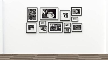 Duvar - kahve resim (3d render üzerinde fotoğraf çerçevesi)