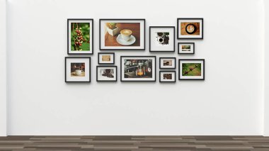 Duvar - kahve resim (3d render üzerinde fotoğraf çerçevesi)